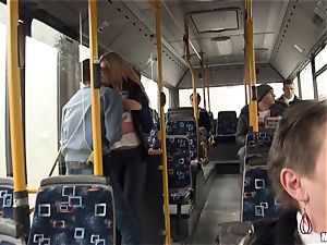 Lindsey Olsen porks her fellow on a public bus